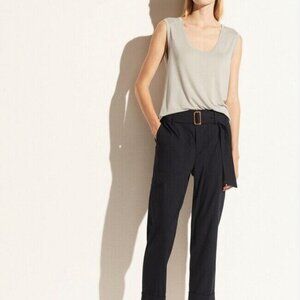 VINCE BELTED CROPPED LINEN BLEND PANTS SIZE LARGE